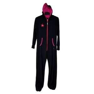 California Christiania Republic CCR Black Hooded One Piece Pajamas Women Size S